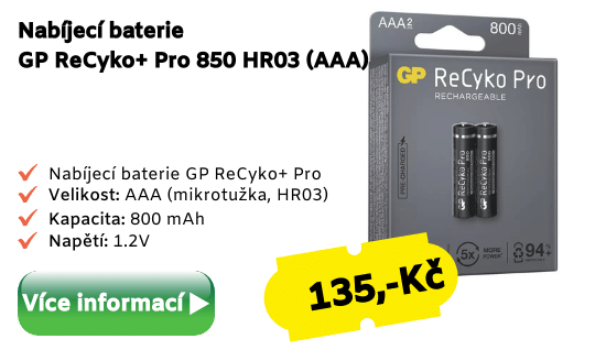 Nabíjecí baterie GP ReCyko+ Pro 850 HR03 (AAA)