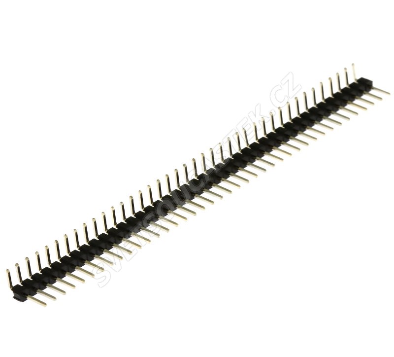 Lámací kolíková lišta jednořadá 40 pinů RM2.54mm pozlacená úhlová 90° Xinya 112-A-S R 40G3