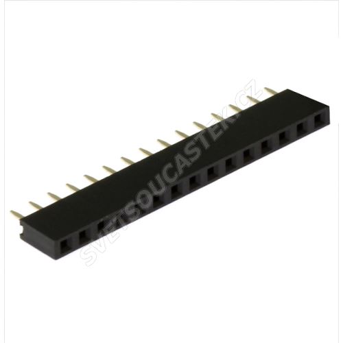 Dutinková lišta jednořadá 15 pinů RM2.54mm pozlacená přímá Xinya 114-A-S S 15G  [D 5.7mm]