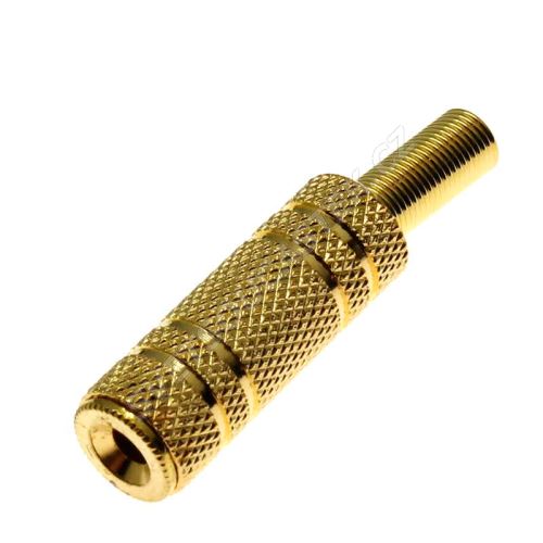 Zásuvka na kabel kovová pro Jack 3.5mm STEREO zlatá