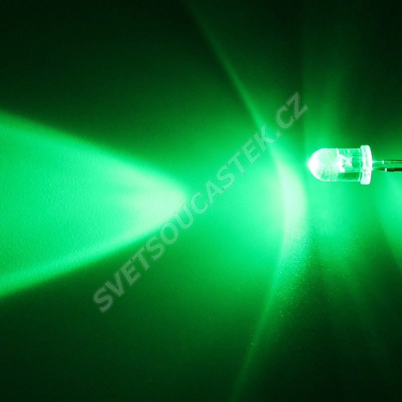LED 5mm zelená 8000mcd/30° čirá Hebei 530VG2C