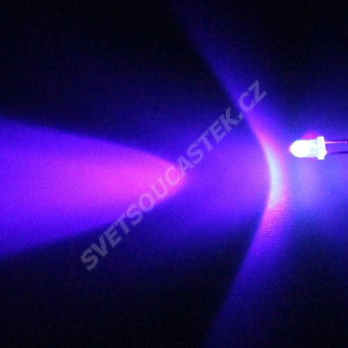 LED 3mm ultrafialová 4000uW/30° čirá Hebei 330MUV9C