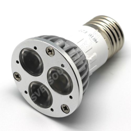 LED žárovka MR16 3W (3x1W) teplá bílá E27/230V Hebei MR16-3x1W-W3-E27
