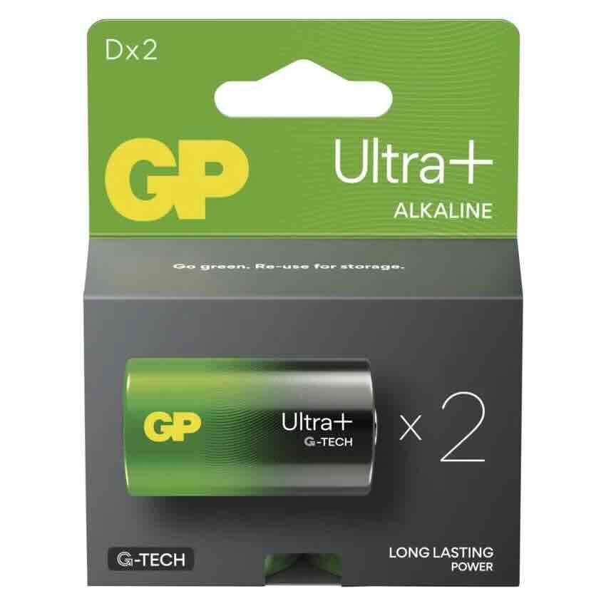 Levně Alkalická baterie gp ultra plus lr20 (d), 2 ks v krabičce