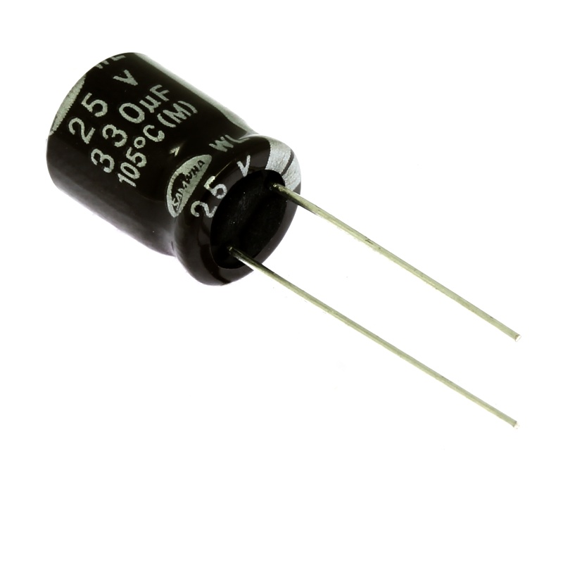 Levně Elektrolytický kondenzátor radiální e 330uf/25v 10x12.5 rm5 105°c low esr samwha wl1e337m1012mbb