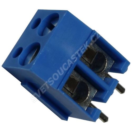 Šroubovací svorkovnice do DPS 2 kontakty 24A/250V RM5.08mm modrá barva PTR AKZ120/2DS-5.08-V-BLUE