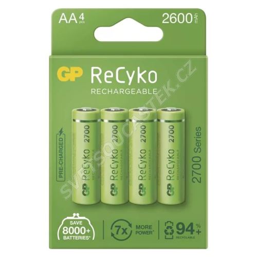 Nabíjecí baterie GP ReCyko+ 2700 HR6 (AA), 4 ks v blistru