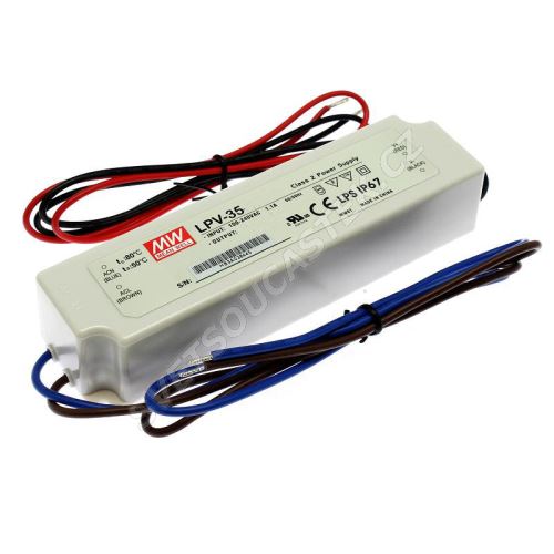 Napájecí zdroj pro LED pásky 35W 24V/1.5A IP67 Mean Well LPV-35-24
