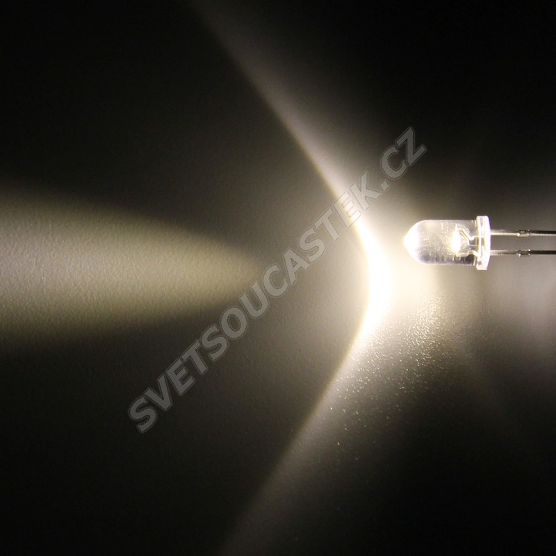 LED 5mm teplá bílá 18000mcd/17° čirá Hebei 515PWO4C