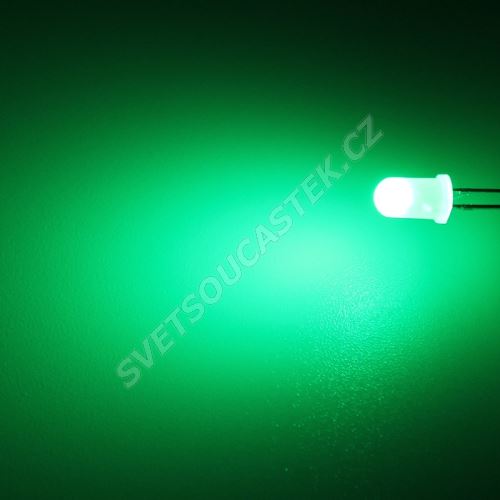 LED 5mm zelená 2000mcd/70° difúzní Hebei 560PG2D