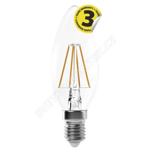 LED žiarovka Filament Candle A ++ 4W / 250 ° neutrálna biela E14 / 230V Emos Z74214