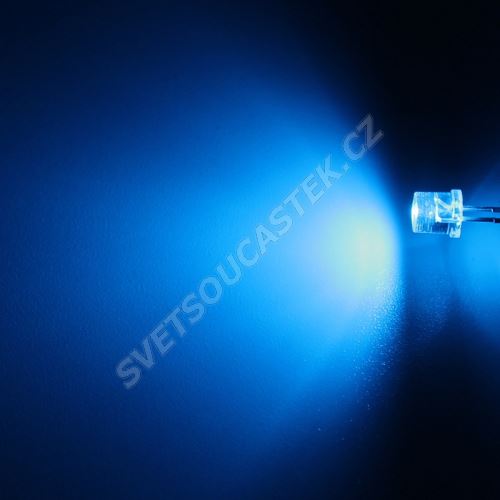 LED 5mm modrá 390mcd/100° čirá Hebei 599PB6C