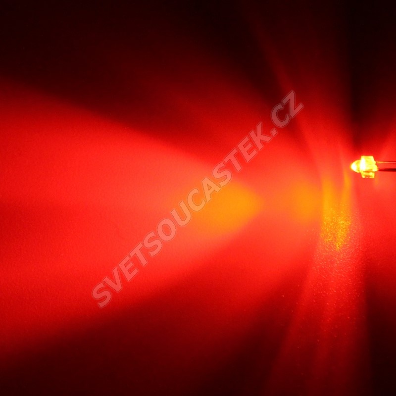 LED 1,8mm červená 2000mcd/30° čirá Hebei 130MR2C