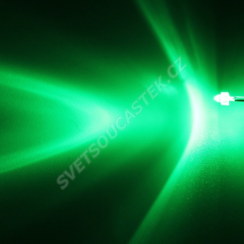 LED 1,8mm zelená 6000mcd/30° čirá Hebei 130PG2C