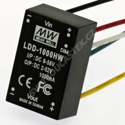 DC/DC LED driver s drátovými vývody (2-52V/1000mA) Mean Well LDD-1000HW