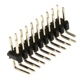 Lámací kolíková lišta dvouřadá 2x10 pinů RM2.54mm pozlacená úhlová 90° Xinya 112-A-D RV 20 G
