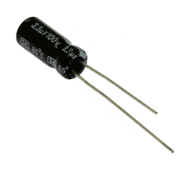 Levně Elektrolytický kondenzátor radiální e 3.3uf/100v 5x11 rm2 85°c jamicon skr3r3m2ad11m