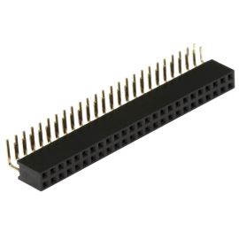 Dutinková lišta dvouřadá 2x25 pinů RM2.54mm pozlacená úhlová 90° Xinya 114-A-D R 50G [D 5.7mm]