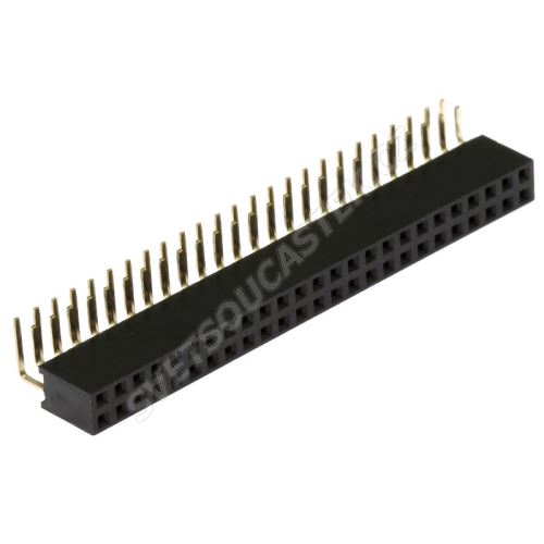 Dutinková lišta dvouřadá 2x25 pinů RM2.54mm pozlacená úhlová 90° Xinya 114-A-D R 50G [D 5.7mm]