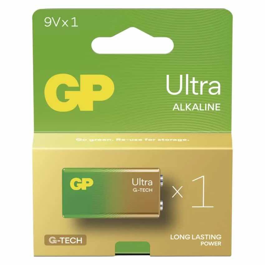 Alkalická baterie GP Ultra 6LF22 (9V), 1 ks v krabičce