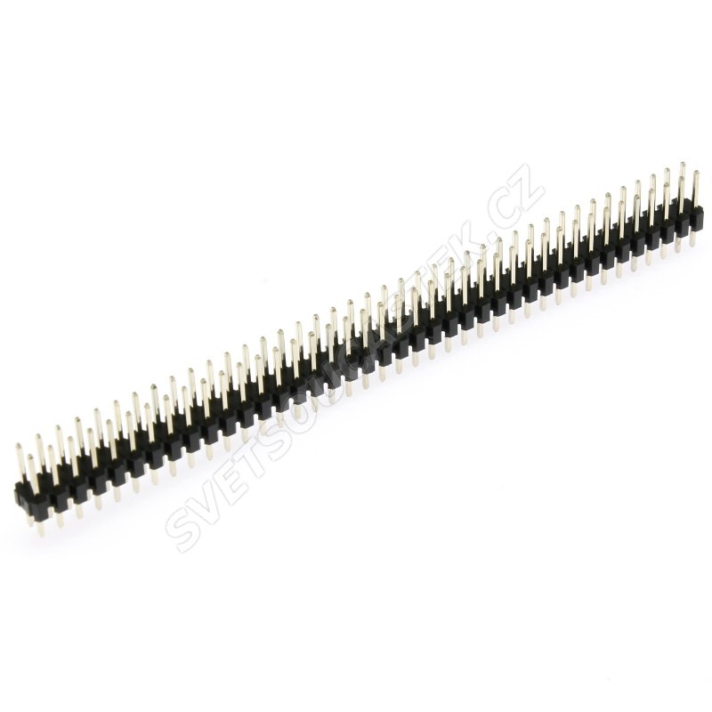 Lámací kolíková lišta dvouřadá 2x40 pinů RM2.54mm pozlacená přímá Xinya 112-A-D S 80G