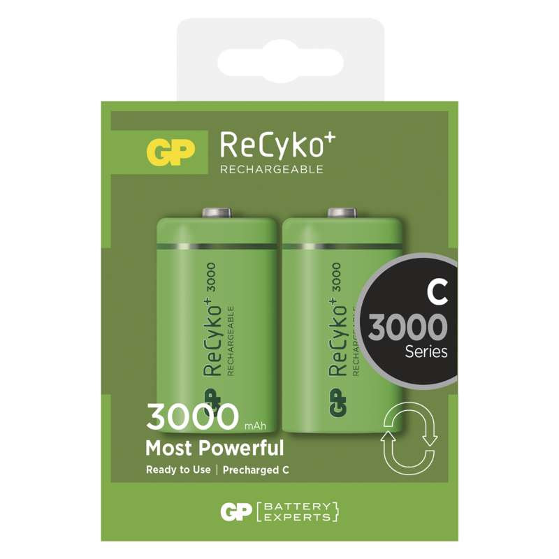 Levně Nabíjecí baterie gp recyko+ 3000 hr14 (c), 2 ks v blistru
