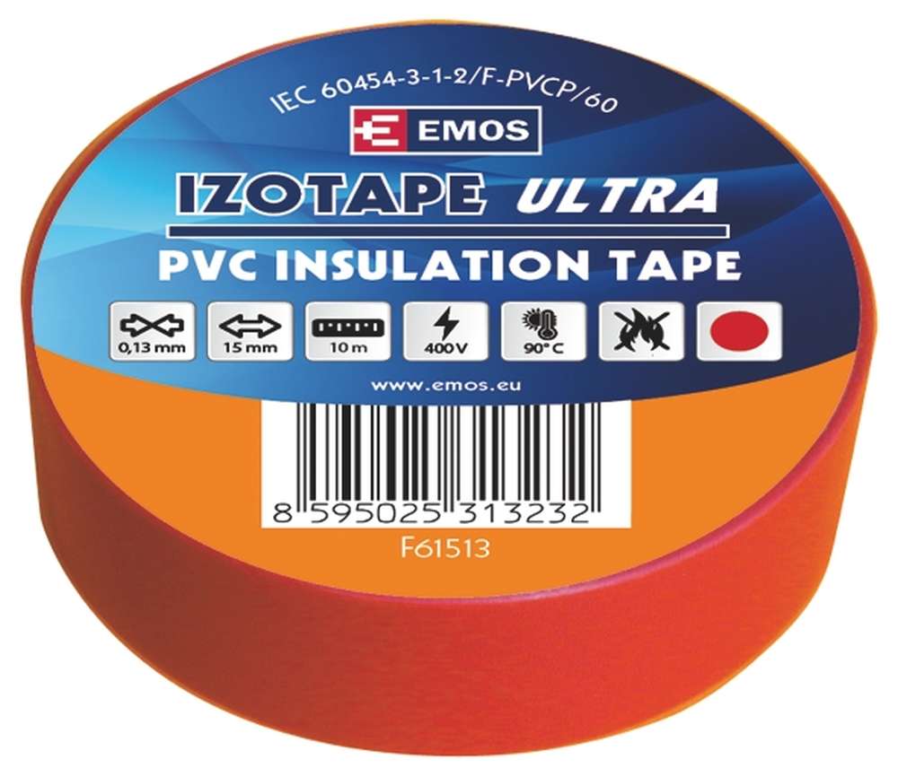 Izolační páska PVC červená 15mm/10m