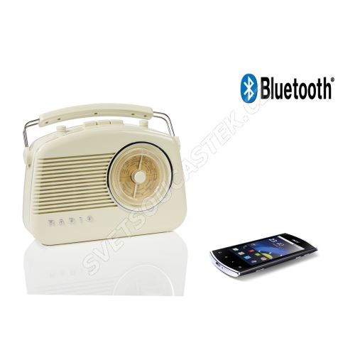 Retro rádio přenosné AM/FM s Bluetooth béžové König HAV-TR800BE