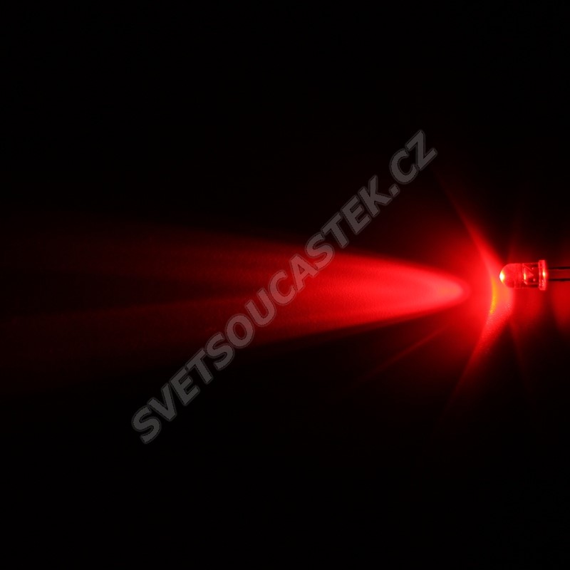 LED 5mm červená 4000mcd/23° čirá Hebei 520MR2C
