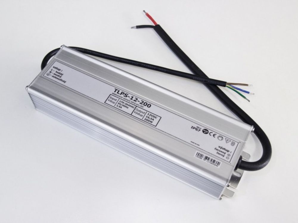 T-led LED napájecí zdroj 12V 200W pro LED pásky - voděodolné trafo 16,5A IP67 05110