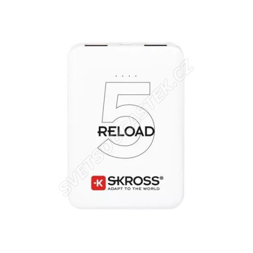 Powerbank SKROSS Reload 5, 5000mAh, 2x 2A výstup, microUSB kábel, biela
