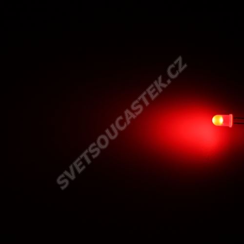 LED 5mm červená 600mcd/70° difúzní Hebei 560MR2D