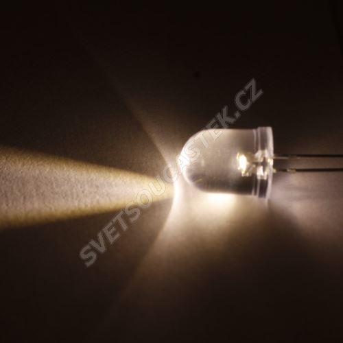 LED 10mm teplá bílá 7500mcd/27° čirá Hebei 1025PW3C