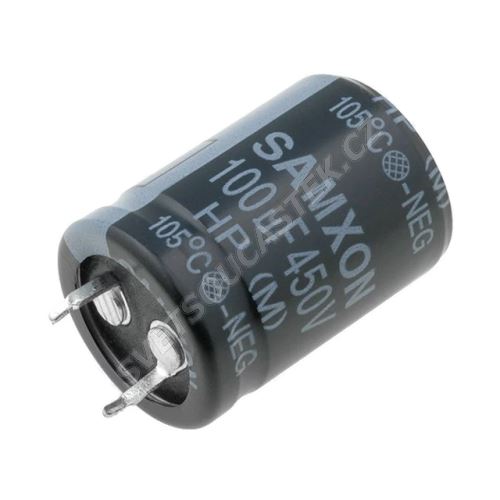 Elektrolytický kondenzátor Snap-in E 100uF/450V 22x30 105°C Samxon HP 100U/450V