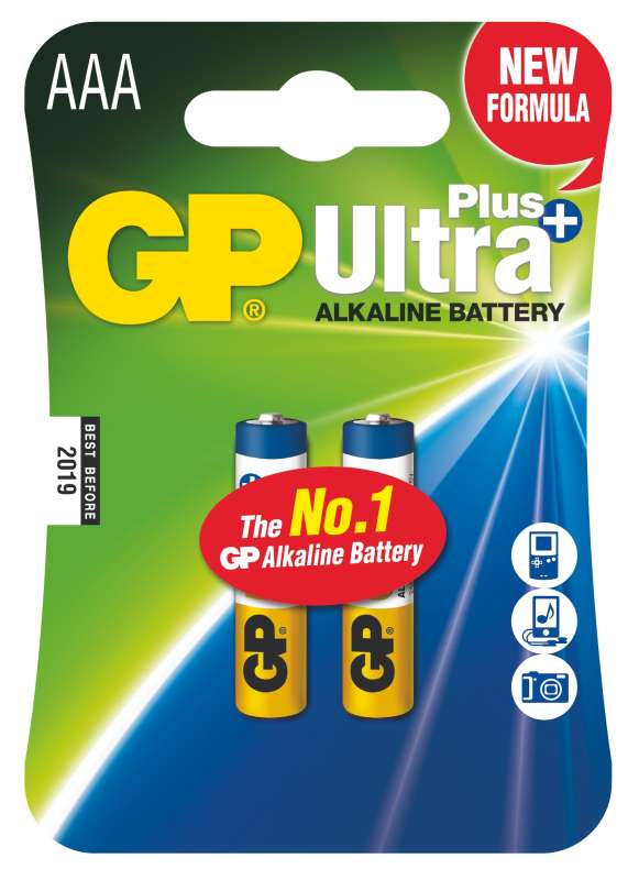 Alkalická baterie GP Ultra Plus LR03 (AAA), 2 ks v blistru