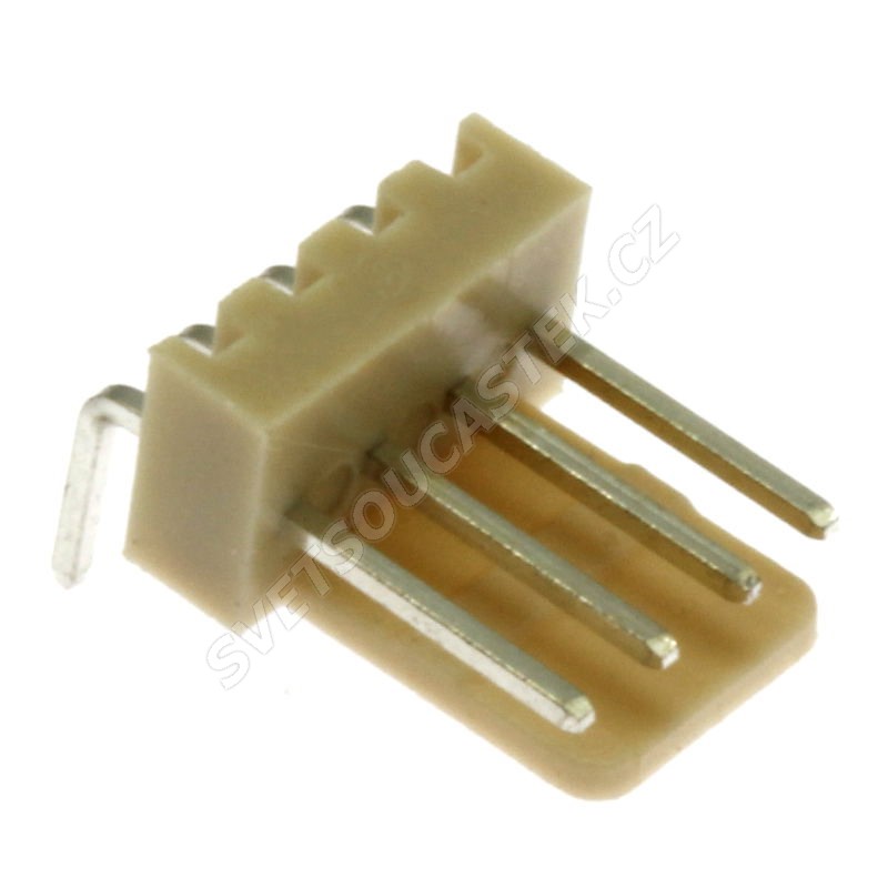 Konektor se zámkem 4 piny (1x4) do DPS RM2.54mm úhlový 90° pozlacený Xinya 137-04 R G