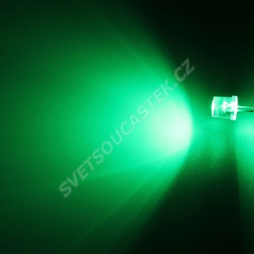 LED 5mm zelená 3000mcd/100° čirá Hebei 599PG2C