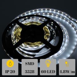 LED pásek studená bílá délka 1 metr, SMD 3528, 60LED/m - nevodotěsný STRF 3528-60-CW