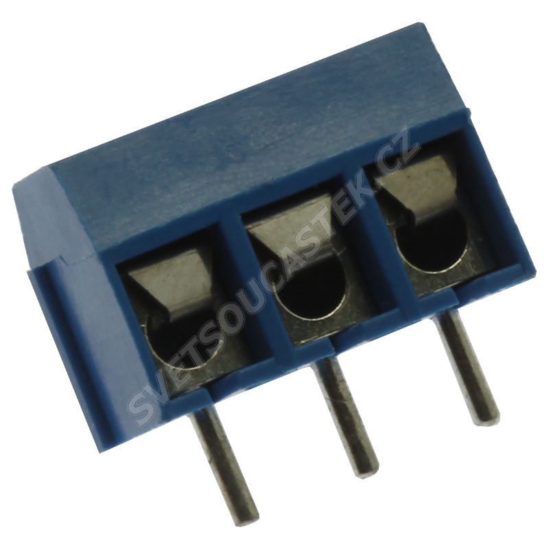 Šroubovací svorkovnice do DPS 3 kontakty 16A/300V RM 5.0mm modrá barva Xinya XY301V-A(5.0) 3P