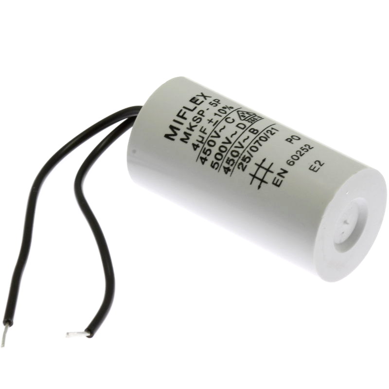 Levně Rozběhový kondenzátor i150v540k-g1 4uf/450v ±10% kabely odizolované miflex i150v540k-g1
