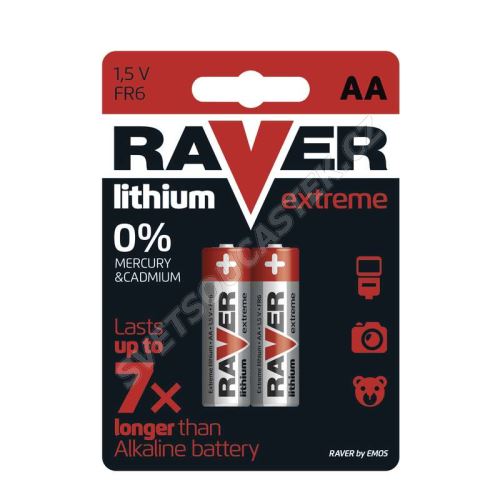 Lítiová batéria Raver FR6 (AA, ceruzka), 2 ks v blistri