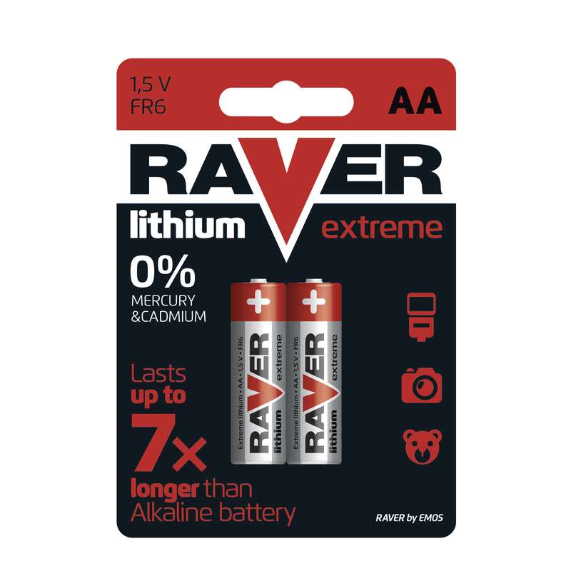 Levně Lithiová baterie raver fr6 (aa, tužka), 2 ks v blistru