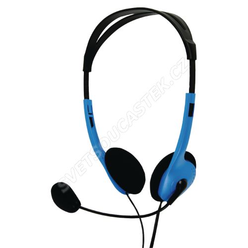 Sluchátka s mikrofonem s ovládáním hlasitosti modré BasicXL BXL-HEADSET1BU