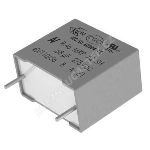 Fóliový kondenzátor odrušovací X2 680nF/275V RM 27.5mm 32x17x9mm Kemet R46KR368000M1K