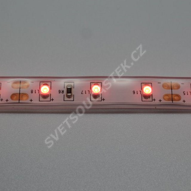 LED pásek červená, SMD 3528, 60LED/m (balení 5m) - vodotěsný (silikon) STRF 3528-60-R-IP66