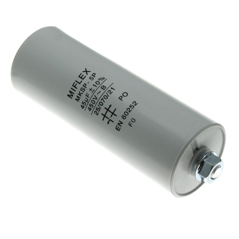 Rozběhový kondenzátor I150V 45uF/450V ±10% Faston 6.3mm Miflex I150V645K-B1