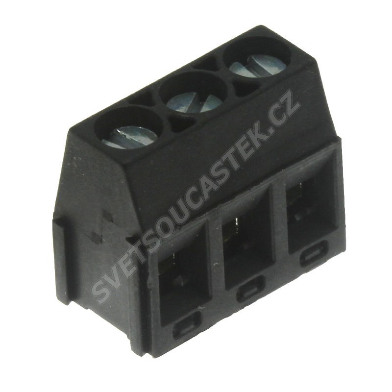 Šroubovací svorkovnice do DPS 3 kontakty 24A/250V RM5.08mm černá barva PTR AKZ350/3-5.08-V-BLACK