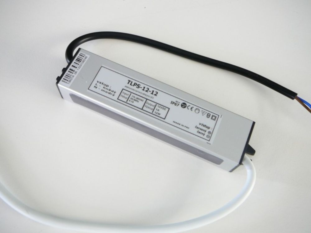T-led LED napájecí zdroj 12V 12W pro LED pásky - voděodolné trafo 1A IP67 05101