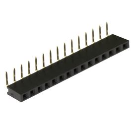 Dutinková lišta jednořadá 15 pinů RM2.54mm pozlacená úhlová 90° Xinya 114-A-S R 15G [D 5.7mm]