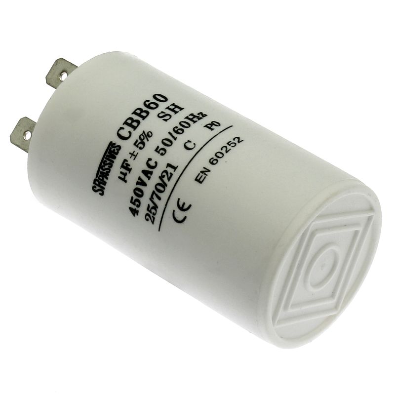 Rozběhový kondenzátor CBB60A 1.5uF/450V ±5% Faston 6.3mm SR PASSIVES CBB60A-1.5/450